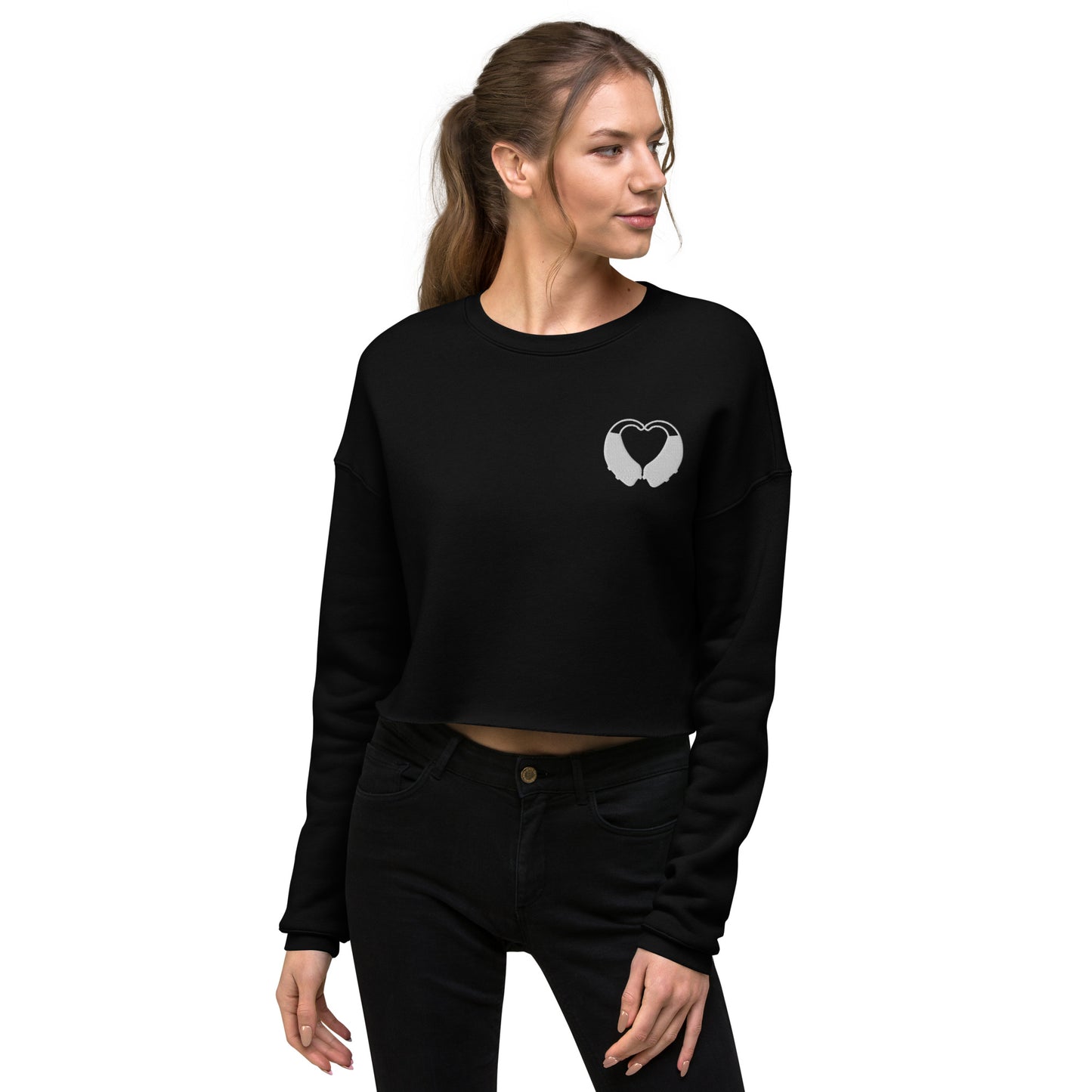 BTE Heart Embroidered Crop Sweatshirt