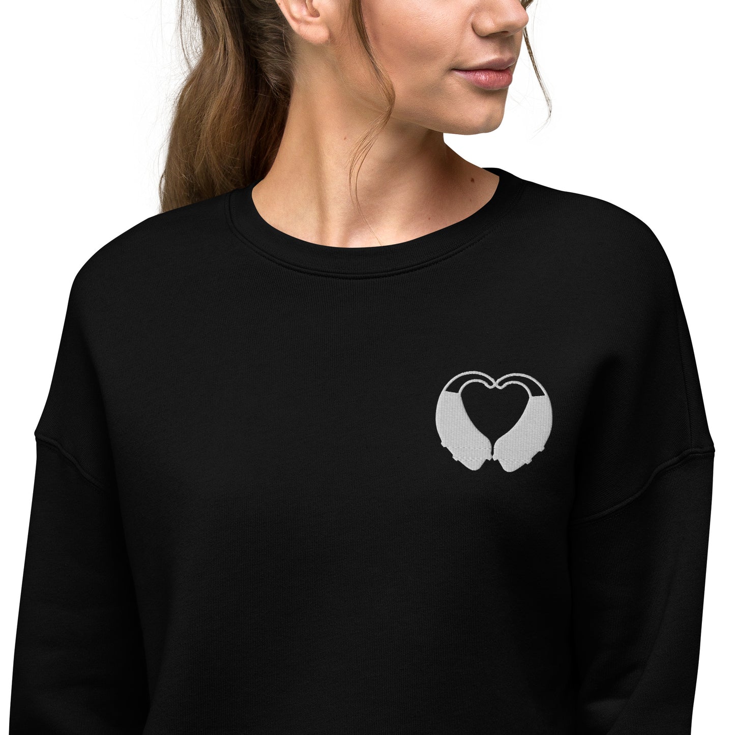 BTE Heart Embroidered Crop Sweatshirt