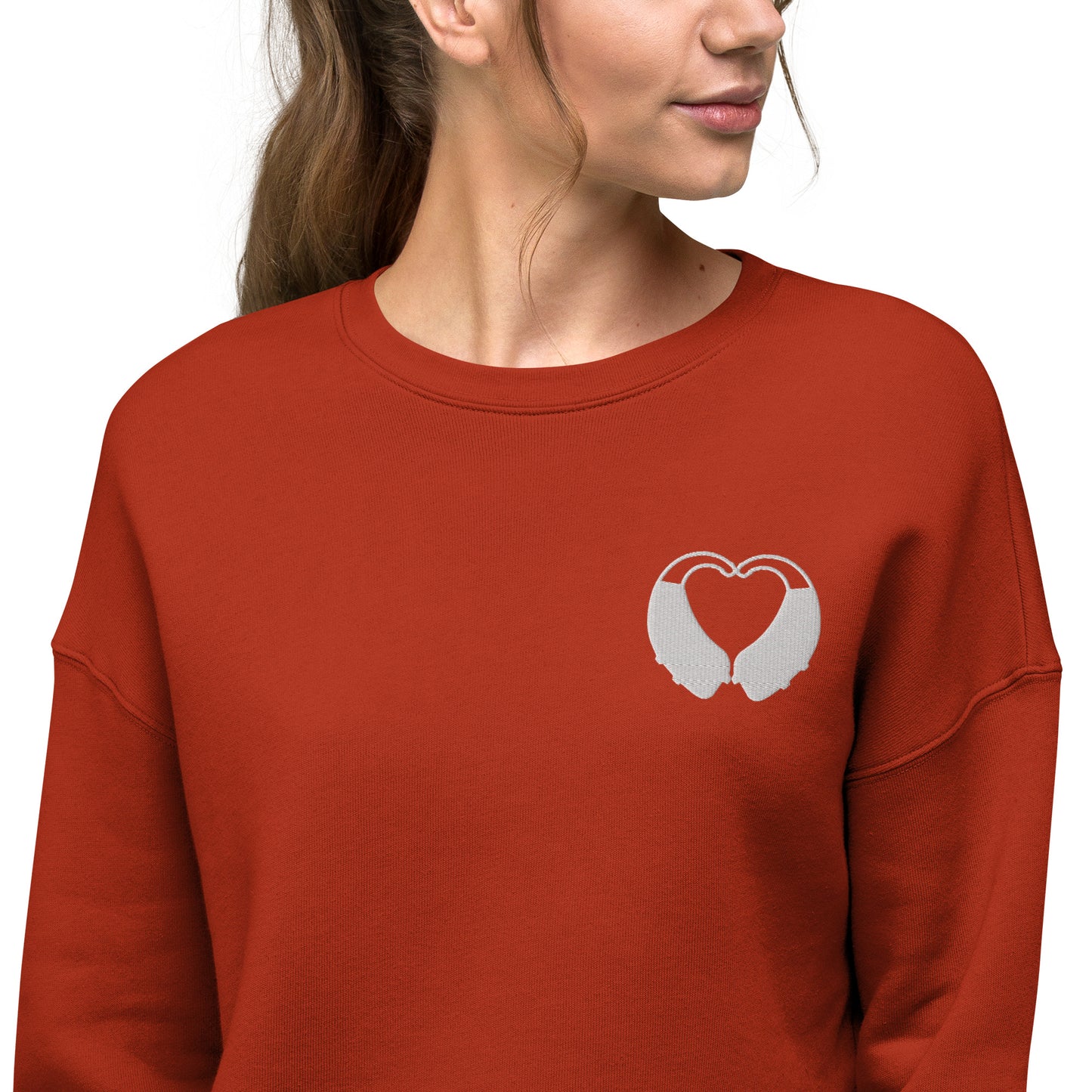 BTE Heart Embroidered Crop Sweatshirt