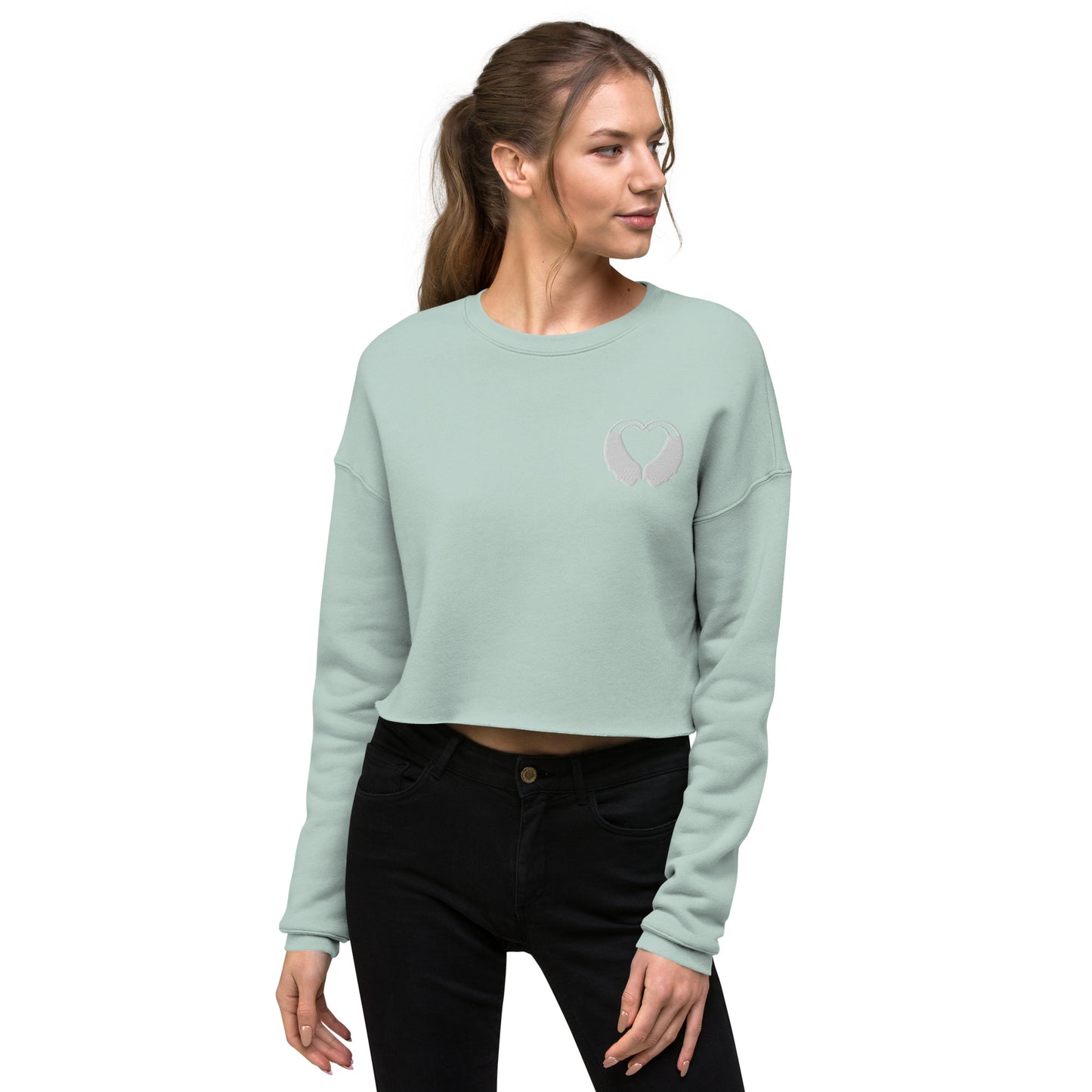 BTE Heart Embroidered Crop Sweatshirt