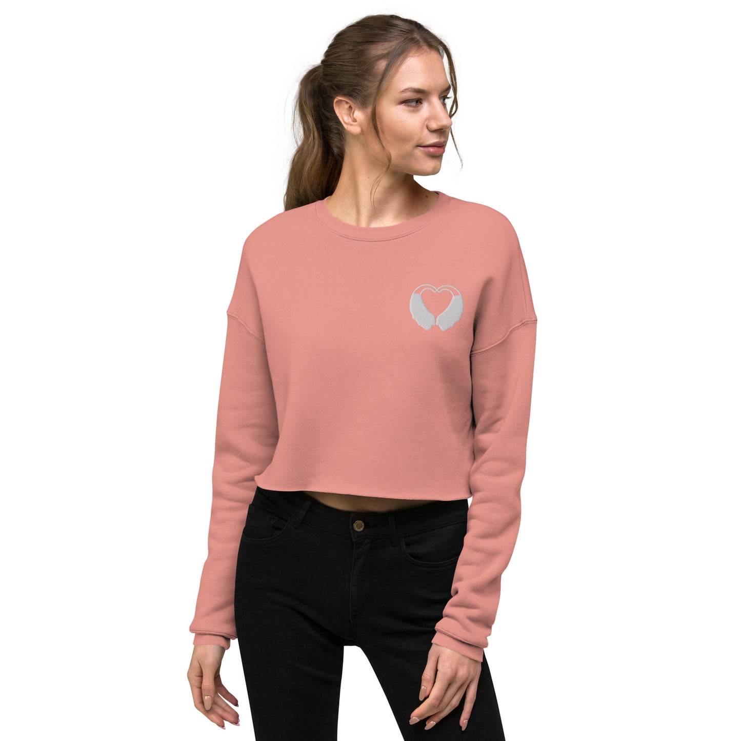 BTE Heart Embroidered Crop Sweatshirt