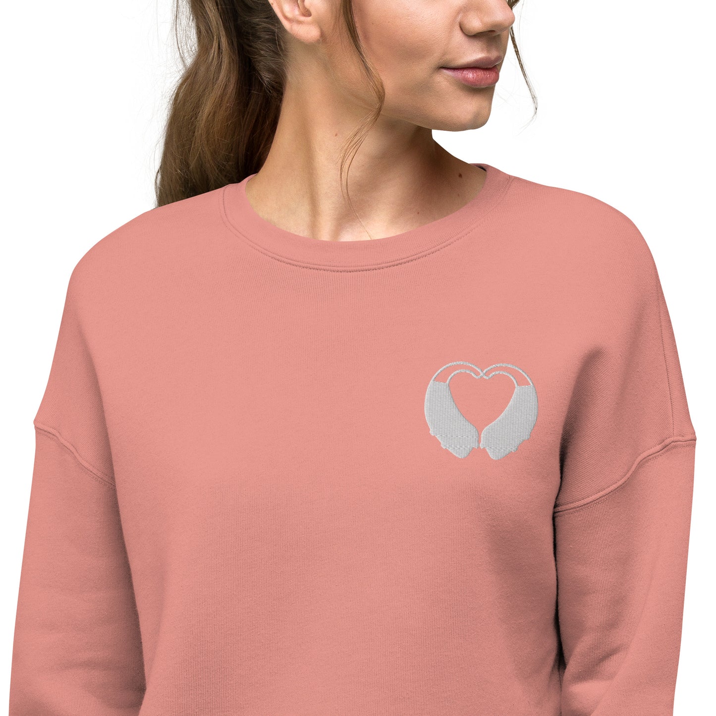 BTE Heart Embroidered Crop Sweatshirt