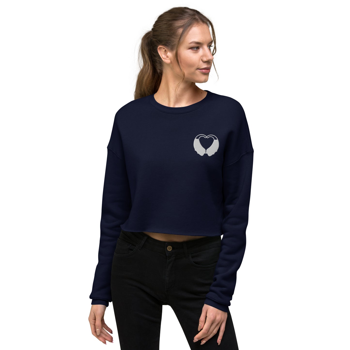 BTE Heart Embroidered Crop Sweatshirt