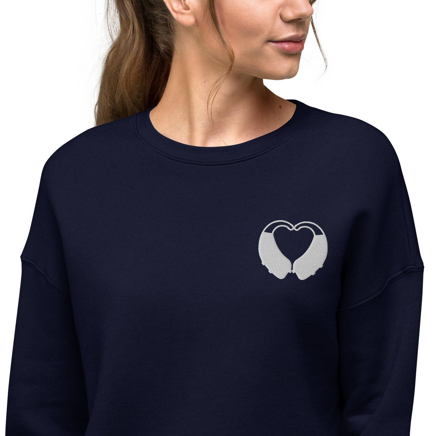 BTE Heart Embroidered Crop Sweatshirt